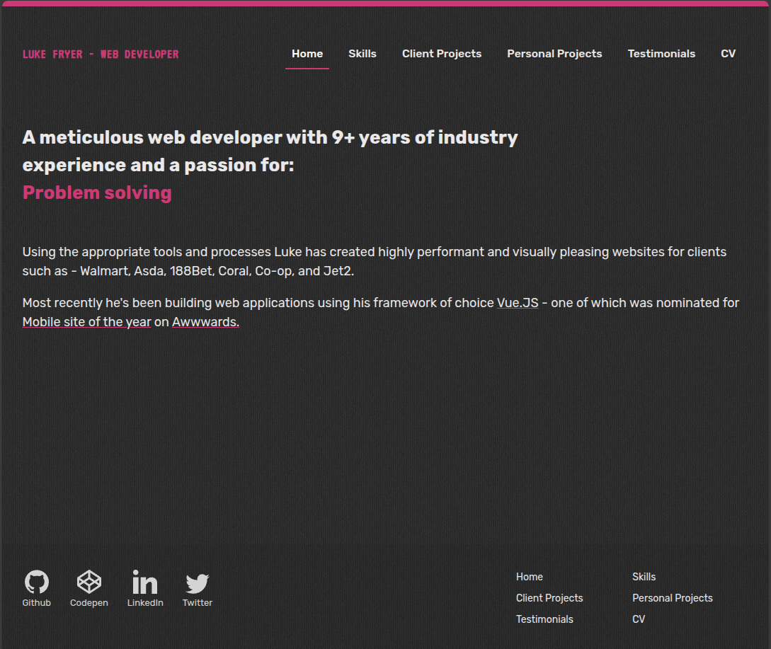 Web Development Portfolio 2020